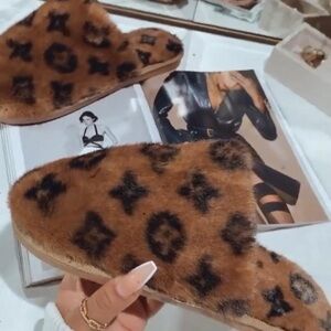 Brown and Black Women's Slippers